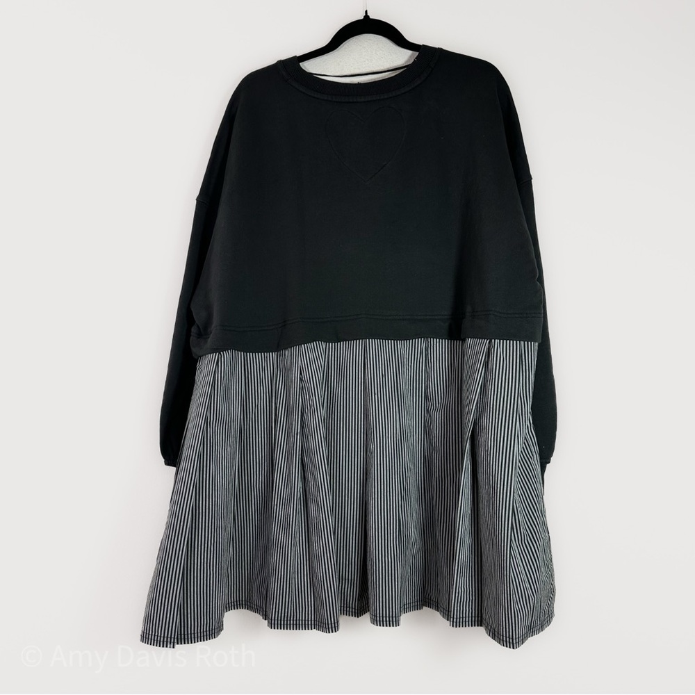 Free People Elenor Striped Sweatshirt in Washed Black Combo size Small - Picture 12 of 14